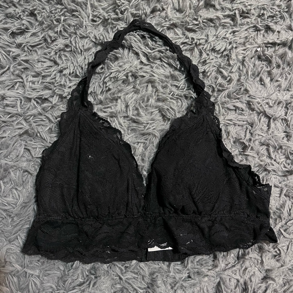 Lace Halter Bralette - Black